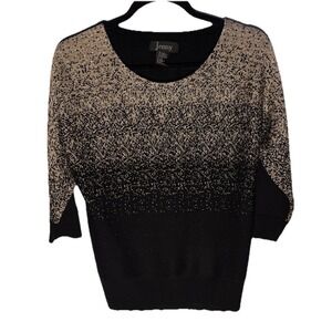 Women's Top Size M Jenny Black and Gold Metallic Threading Fading Bling  Fashion